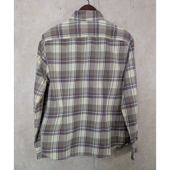 Flaw Lauren Ralph Lauren Flannel Top Women's L Brown Plaid Fitted Button Up - Picture 3 of 9